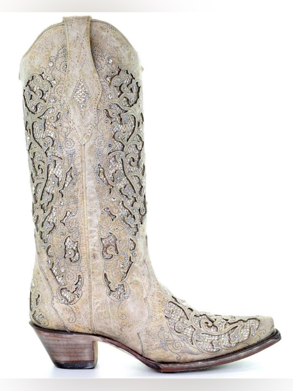 Corral white glitter inlay western cowboy boots